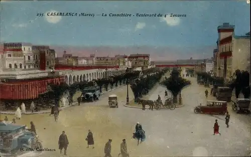 Ak Casablanca Marokko, La Cannebiere, Boulevard du 4 Zouaves