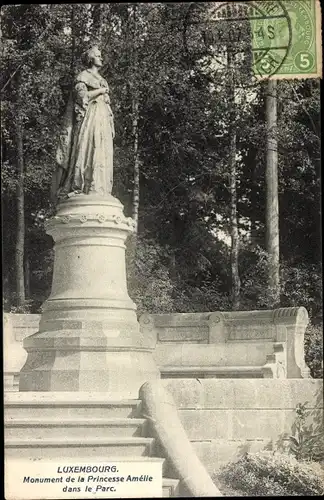 Ak Luxemburg, Monument de la Princesse Amélie dans le Parc
