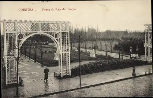 Ak Kortrijk Courtrai Westflandern, Entree du Parc du Peuple