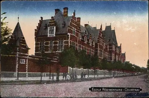 Ak Kortrijk Courtrai Westflandern, Ecole Regimentaire