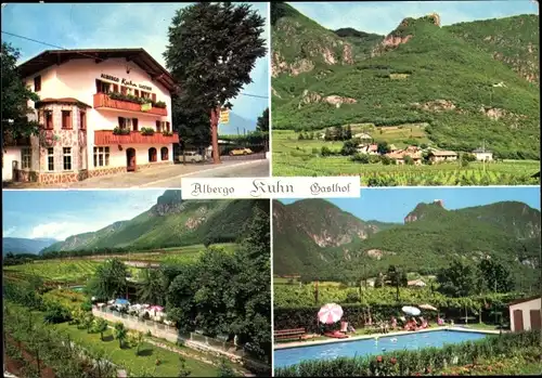 Ak Settequerce Terlan Terlano Südtirol, Gasthof Kuhn, Schwimmbecken, Terrasse, Panorama