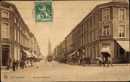 Ak La Louvière Wallonien Hennegau, Rue du Commerce, Cafe