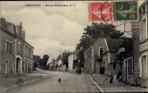 Ak Lézinnes Yonne, Route Nationale Nr 5