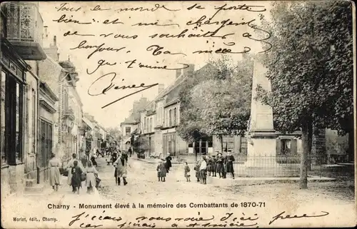 Ak Charny Yonne, Monument élevé, à la mémoire des Combattants de 1870-71