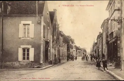Ak Vincelles Yonne, La Route d'Avallon