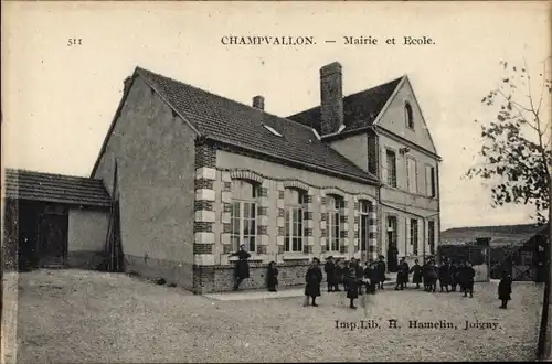 Ak Champvallon Yonne, Mairie et Ecole