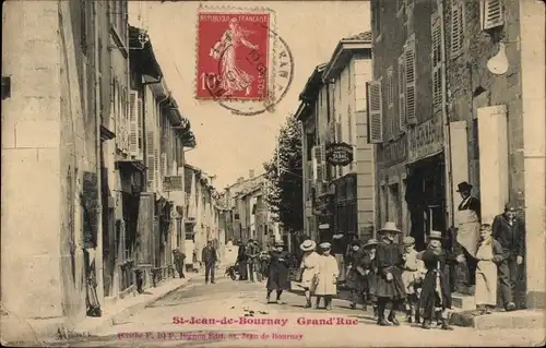 Ak Saint-Jean-de-Bournay Isère, Grande Rue, Geschäft