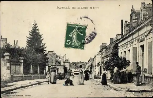 Ak Ecueillé Indre, Rue du Champ de Foire, Anwohner