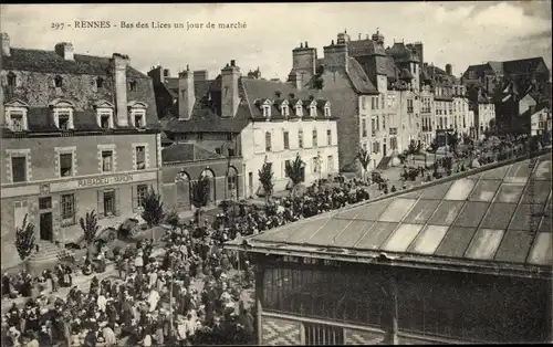 Ak Rennes Ille et Vilaine, Bas des Lices un jour de marché