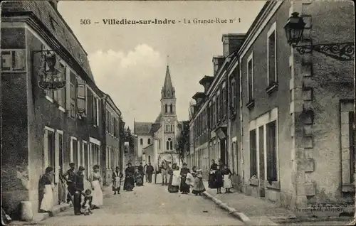Ak Villedieu-sur-Indre, La Grande Rue