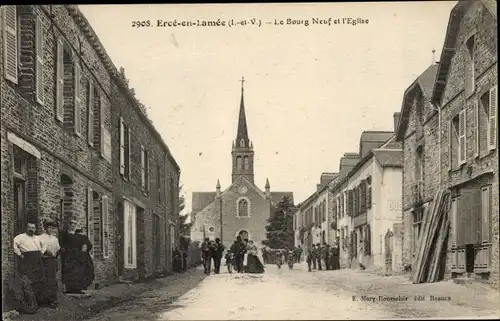 Ak Ercé-en-Lamée Ille-et-Vilaine, Le Bourg Neuf et l'Eglise