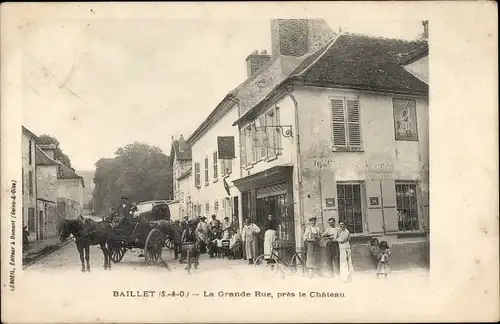 Ak Baillet en France Val d'Oise, La Grande Rue, pres le Chateau