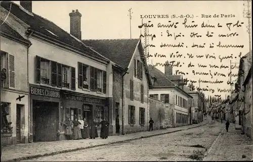 Ak Louvres Val d’Oise, Rue de Paris, Restaurant