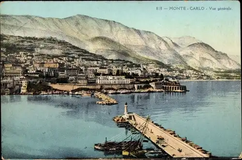 Ak Monte Carlo Monaco, Vue generale, Leuchtturm