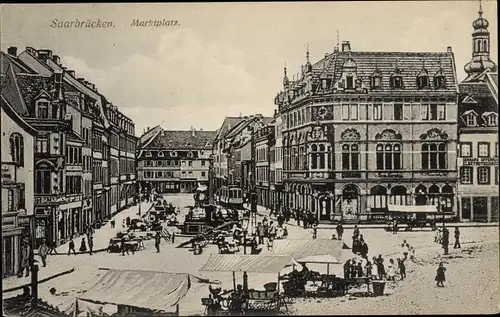 Ak Saarbrücken im Saarland, Marktplatz