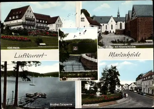 Ak Marienheide im Bergischen Land, VDK-Heim, Brucher-Talsperre, Hauptstraße, Kirche, Klosterkirche