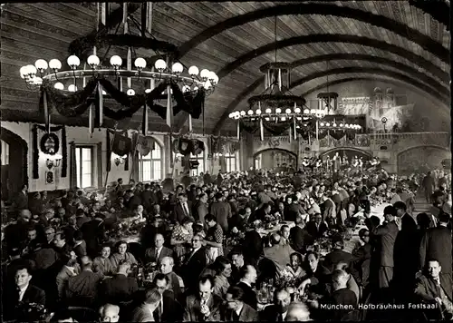 Ak München Bayern, Hofbräuhaus, Festsaal, Kronleuchter