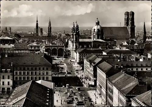 Ak München, Ludwigstraße mit Blick auf Zentrum, Kirchtürme