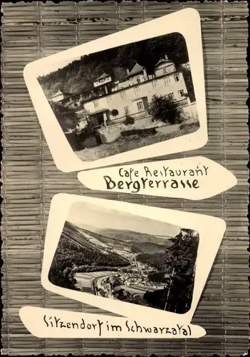 Ak Sitzendorf in Thüringen, Schwarzatal, Panorama, Cafe Restaurant Bergterrasse