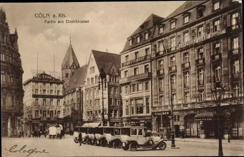 Ak Köln am Rhein, Partie am Domkloster, Geschäftshäuser, Autos