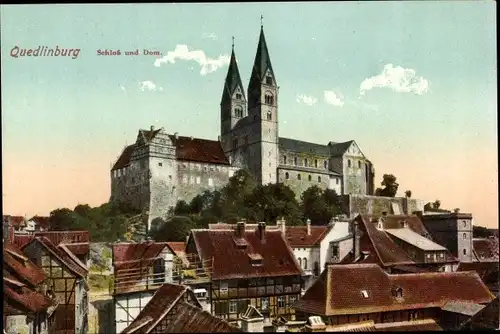 Ak Quedlinburg im Harz, Schloss und Schlosskirche, Dom