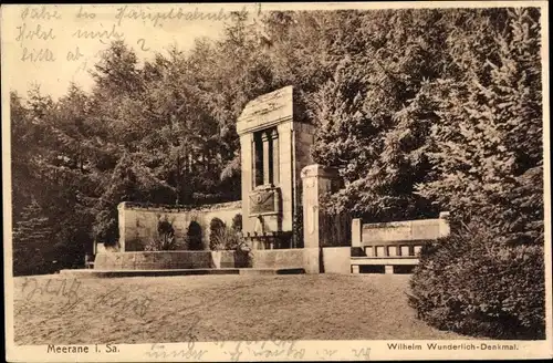 Ak Meerane in Sachsen, Wilhelm Wunderlich-Denkmal