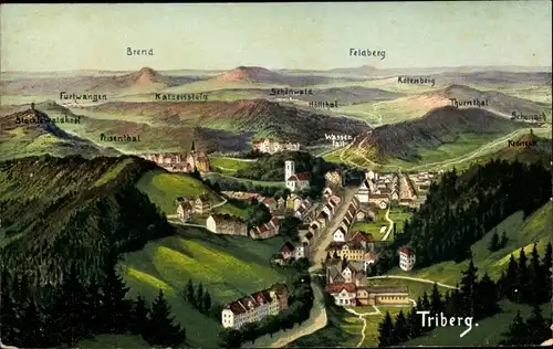 Ak Triberg im Schwarzwald, Panorama, Brend, Feldberg