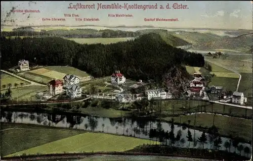Ak Neumühle Knottengrund, Blick auf Ort, Gasthof Waidmannsheil, Villa Waldfrieden, Hotel Waldesruh