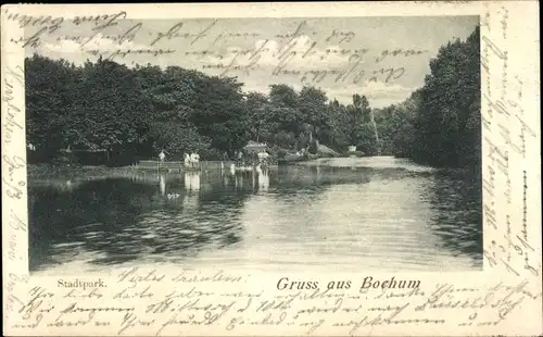Ak Bochum im Ruhrgebiet, Stadtpark, Teich