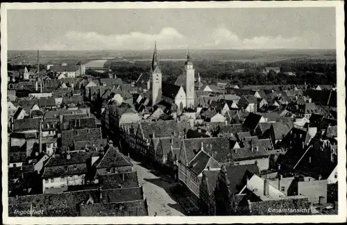 Ak Ingolstadt an der Donau Oberbayern, Gesamtansicht, Kirchturm