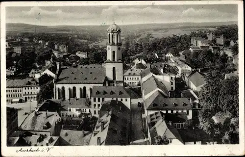 Ak Auerbach im Vogtland, Panorama, Kirche