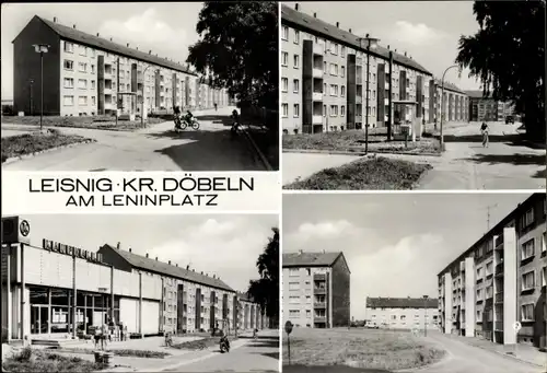 Ak Leisnig in Sachsen, Am Leninplatz, Wohnsiedlung, Kaufhalle