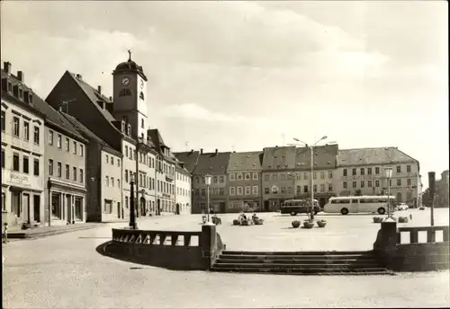 Ak Leisnig in Sachsen, Marktplatz, Busse