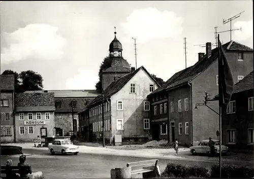 Ak Remda Rudolstadt in Thüringen, Friedrich Engels Platz, Konsum, Trabant