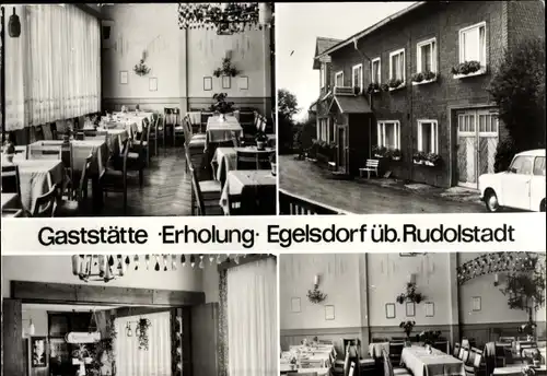 Ak Egelsdorf Königsee in Thüringen, Gaststätte Erholung, Außenansicht, Speisesaal