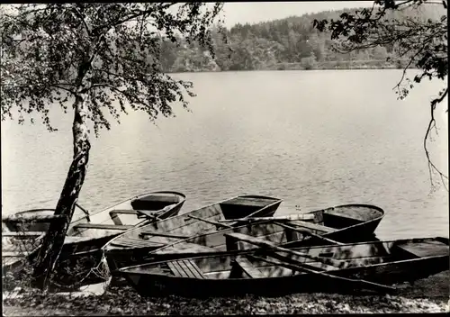 Ak Weida in Thüringen, Aumatalsperre, Ruderboote