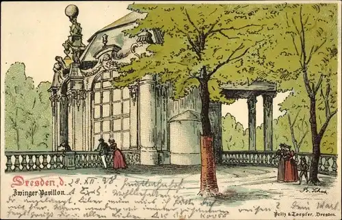 Künstler Litho Dresden Altstadt, Zwinger Pavillon