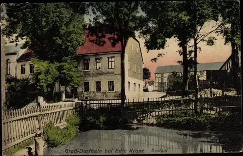 Ak Großdorfhain Dorfhain in Sachsen, Gasthof Edle Krone