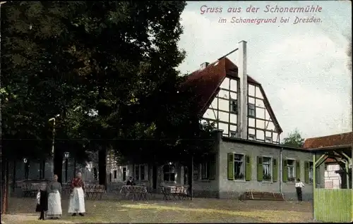 Ak Dresden Altstadt, Schonermühle im Schonergrund