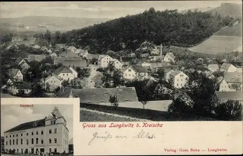 Ak Lungwitz Kreischa bei Dresden, Totale, Gasthof