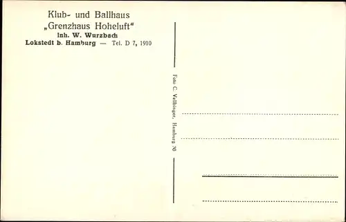 Ak Hamburg Eimsbüttel Lokstedt, Klub- und Ballhaus Grenzhaus Hoheluft