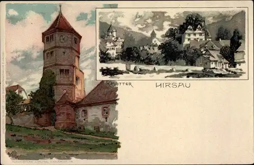 Künstler Litho Mutter, K., Hirsau Calw in Baden Württemberg, Blick auf einen Turm, Häuser