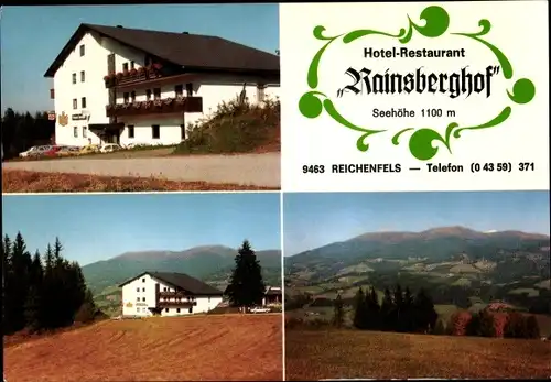 Ak Reichenfels in Kärnten, Hotel-Restaurant Rainsberghof, Panorama