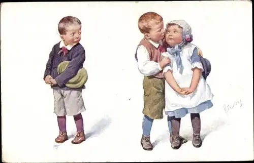 Künstler Ak Feiertag, Karl, Des einen Freud, des andern Leid, Liebespaar, Kinder