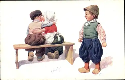 Künstler Ak Feiertag, Karl, Niederlande, Liebespaar, Neider, BKWI 887-4