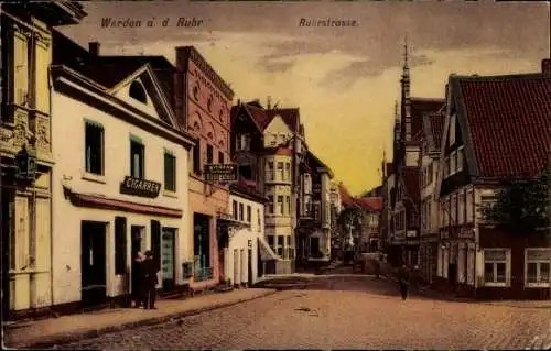 Ak Werden Essen im Ruhrgebiet, Partie an der Ruhrstraße, Restaurant Königstein, Zigarrenladen