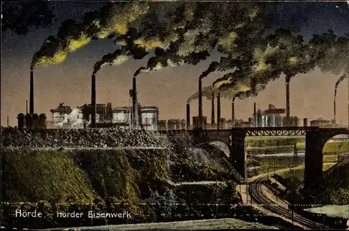 Ak Hörde Dortmund im Ruhrgebiet, Hörder Eisenwerk, Schornsteine