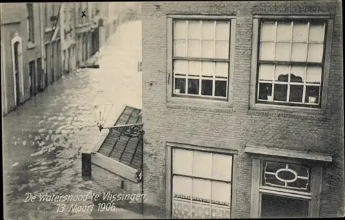 Ak Vlissingen Zeeland Niederlande, De Watersnood 1906, Hochwasser