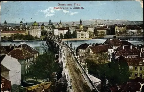 Ak Praha Prag Tschechien, Karlsbrücke und Altstadt