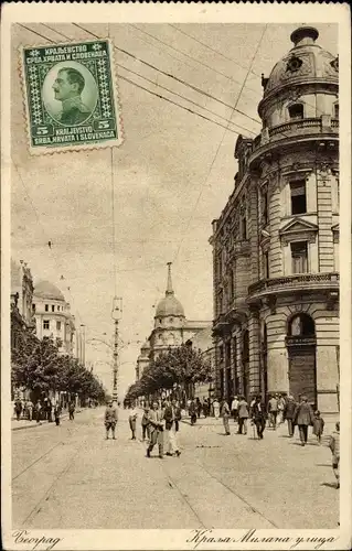 Ak Beograd Belgrad Serbien, La rue du roi Milan